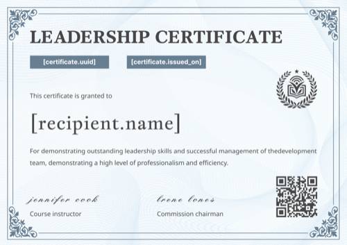 Leadership certificate template