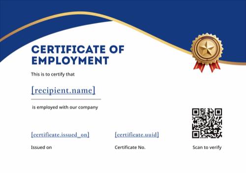 Certificate of employment template